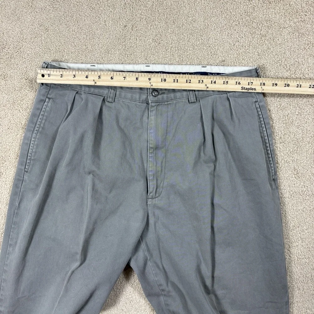 Vintage Polo Ralph Lauren Pleated Chino Pants Mens 36x30 Khaki Gray Cotton